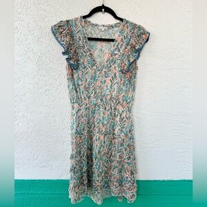 Poupette St Barth Mini Dress Viscose Paulina Green Floral Leaf Small NWT Viscose